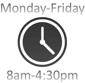 Monday-Friday: 8am to 4:30pm